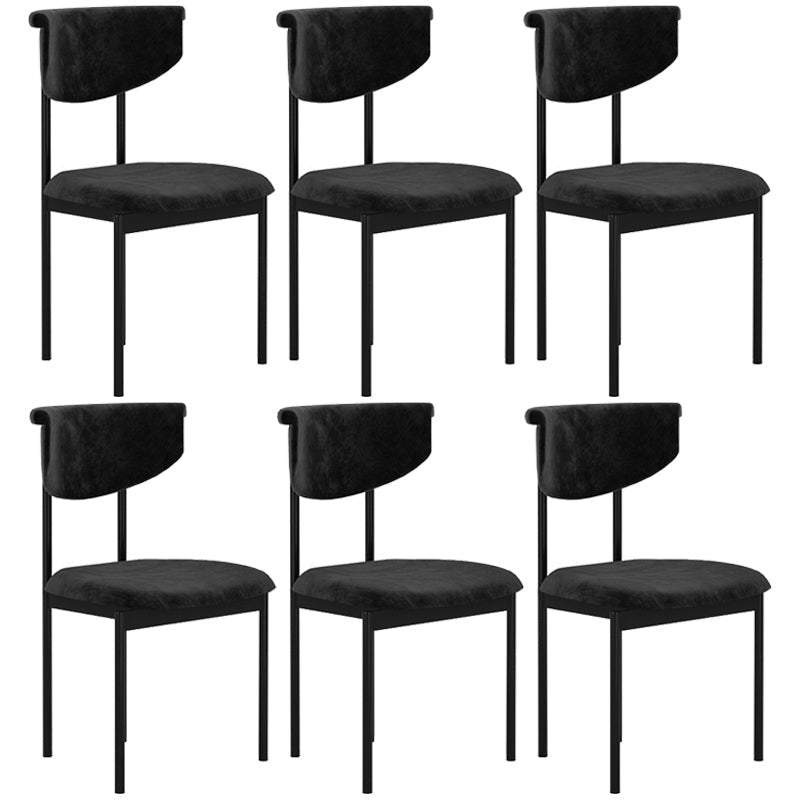 Contemporary Kitchen Black Dining Side Chair Metal Opening Back Dining Side Chair Black 6 Piece Set Clearhalo ' kitchen&dining_furn' 'Dining Chairs' 'Dining Tables & Seating' 'dining_chair' 'furn' 'furn_dining_chair' 'Furniture' 'furniture_dining_chair' 'Kitchen & Dining Furniture' 'kitchen' 3597080