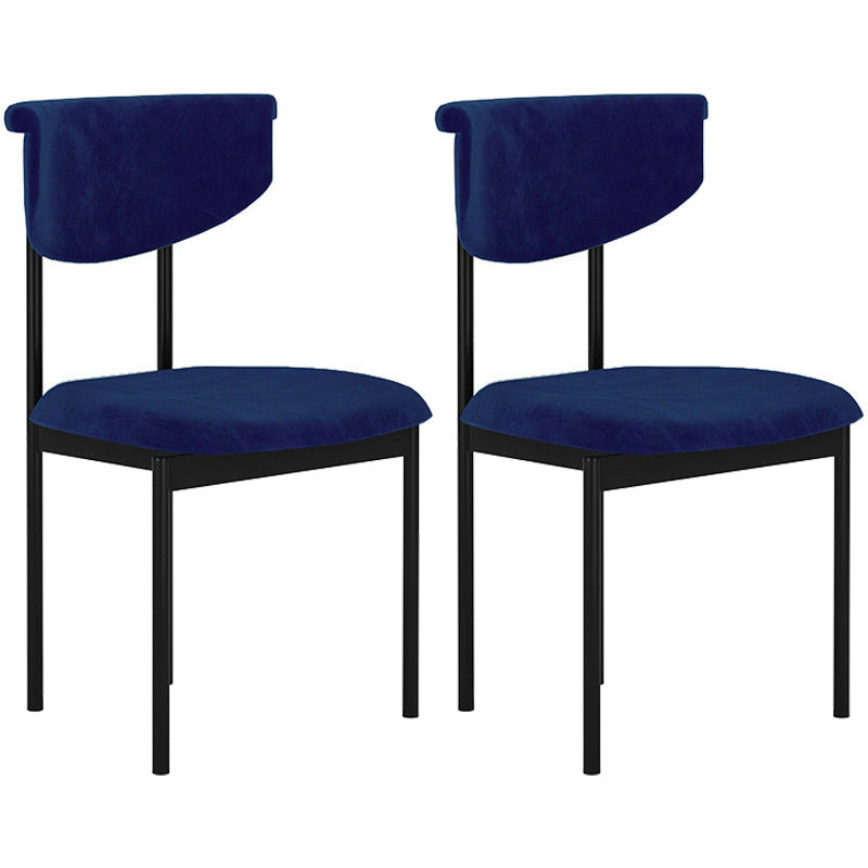 Contemporary Kitchen Black Dining Side Chair Metal Opening Back Dining Side Chair Dark Blue 2 Piece Set Clearhalo ' kitchen&dining_furn' 'Dining Chairs' 'Dining Tables & Seating' 'dining_chair' 'furn' 'furn_dining_chair' 'Furniture' 'furniture_dining_chair' 'Kitchen & Dining Furniture' 'kitchen' 3597082