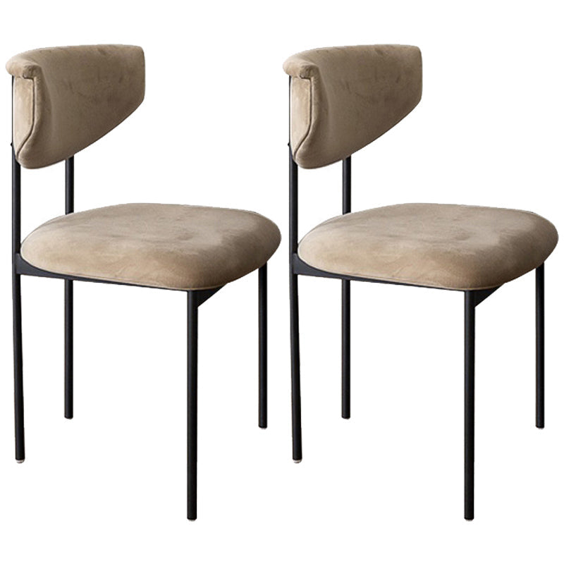 Contemporary Kitchen Black Dining Side Chair Metal Opening Back Dining Side Chair Khaki 2 Piece Set Clearhalo ' kitchen&dining_furn' 'Dining Chairs' 'Dining Tables & Seating' 'dining_chair' 'furn' 'furn_dining_chair' 'Furniture' 'furniture_dining_chair' 'Kitchen & Dining Furniture' 'kitchen' 3597089
