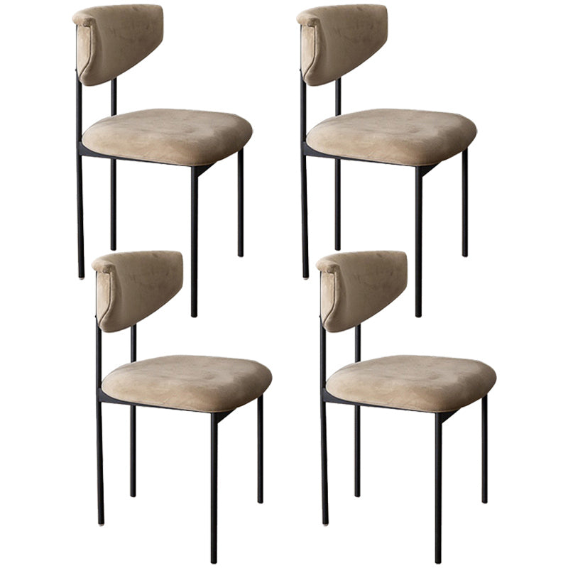 Contemporary Kitchen Black Dining Side Chair Metal Opening Back Dining Side Chair Khaki 4 Piece Set Clearhalo ' kitchen&dining_furn' 'Dining Chairs' 'Dining Tables & Seating' 'dining_chair' 'furn' 'furn_dining_chair' 'Furniture' 'furniture_dining_chair' 'Kitchen & Dining Furniture' 'kitchen' 3597091