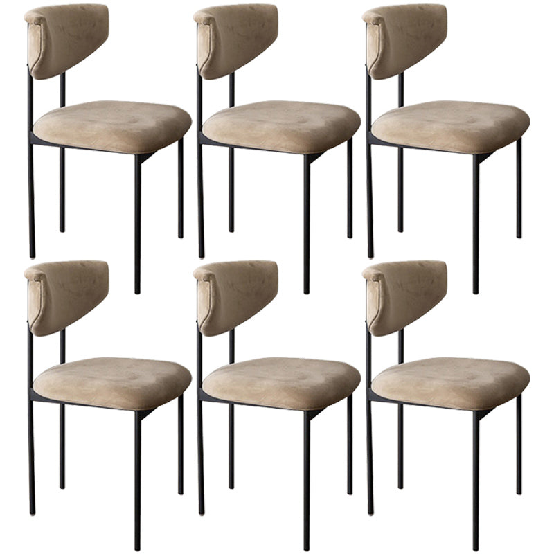 Contemporary Kitchen Black Dining Side Chair Metal Opening Back Dining Side Chair Khaki 6 Piece Set Clearhalo ' kitchen&dining_furn' 'Dining Chairs' 'Dining Tables & Seating' 'dining_chair' 'furn' 'furn_dining_chair' 'Furniture' 'furniture_dining_chair' 'Kitchen & Dining Furniture' 'kitchen' 3597093
