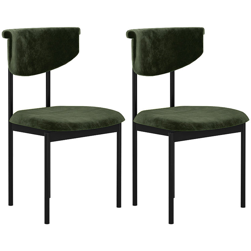 Contemporary Kitchen Black Dining Side Chair Metal Opening Back Dining Side Chair Blackish Green 2 Piece Set Clearhalo ' kitchen&dining_furn' 'Dining Chairs' 'Dining Tables & Seating' 'dining_chair' 'furn' 'furn_dining_chair' 'Furniture' 'furniture_dining_chair' 'Kitchen & Dining Furniture' 'kitchen' 3597094