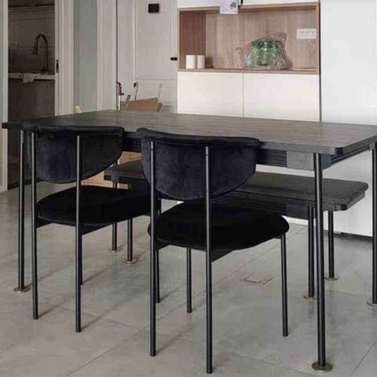 Contemporary Kitchen Black Dining Side Chair Metal Opening Back Dining Side Chair Clearhalo ' kitchen&dining_furn' 'Dining Chairs' 'Dining Tables & Seating' 'dining_chair' 'furn' 'furn_dining_chair' 'Furniture' 'furniture_dining_chair' 'Kitchen & Dining Furniture' 'kitchen' 3597096