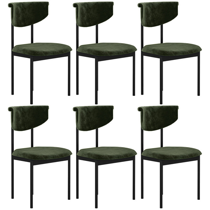 Contemporary Kitchen Black Dining Side Chair Metal Opening Back Dining Side Chair Blackish Green 6 Piece Set Clearhalo ' kitchen&dining_furn' 'Dining Chairs' 'Dining Tables & Seating' 'dining_chair' 'furn' 'furn_dining_chair' 'Furniture' 'furniture_dining_chair' 'Kitchen & Dining Furniture' 'kitchen' 3597099