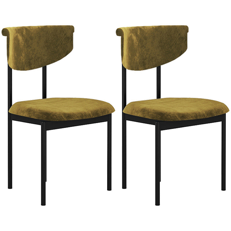 Contemporary Kitchen Black Dining Side Chair Metal Opening Back Dining Side Chair Yellow-Green 2 Piece Set Clearhalo ' kitchen&dining_furn' 'Dining Chairs' 'Dining Tables & Seating' 'dining_chair' 'furn' 'furn_dining_chair' 'Furniture' 'furniture_dining_chair' 'Kitchen & Dining Furniture' 'kitchen' 3597100