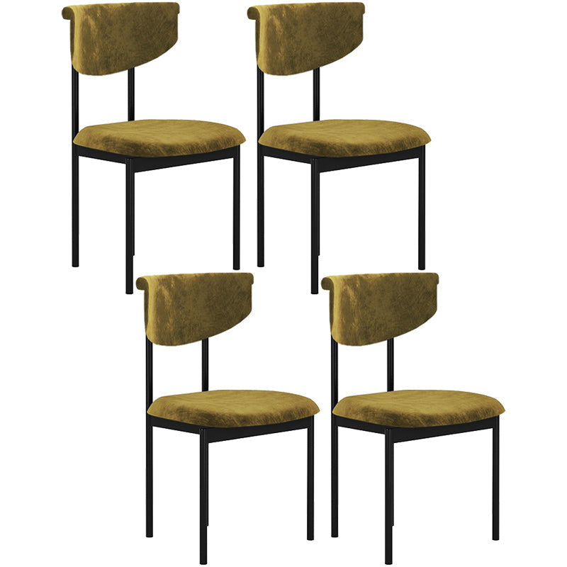 Contemporary Kitchen Black Dining Side Chair Metal Opening Back Dining Side Chair Yellow-Green 4 Piece Set Clearhalo ' kitchen&dining_furn' 'Dining Chairs' 'Dining Tables & Seating' 'dining_chair' 'furn' 'furn_dining_chair' 'Furniture' 'furniture_dining_chair' 'Kitchen & Dining Furniture' 'kitchen' 3597101