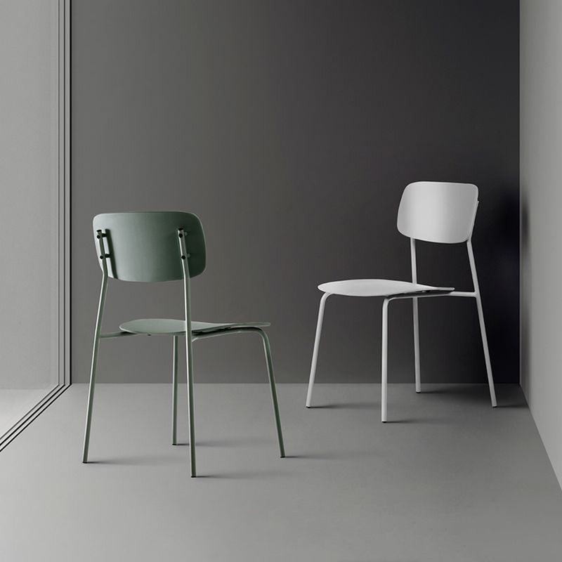 Industrial Dining Armless Chairs Plastic Open Back Side Chair with Metal Legs Clearhalo ' kitchen&dining_furn' 'Dining Chairs' 'Dining Tables & Seating' 'dining_chair' 'furn' 'furn_dining_chair' 'Furniture' 'furniture_dining_chair' 'Kitchen & Dining Furniture' 'kitchen' 3597103