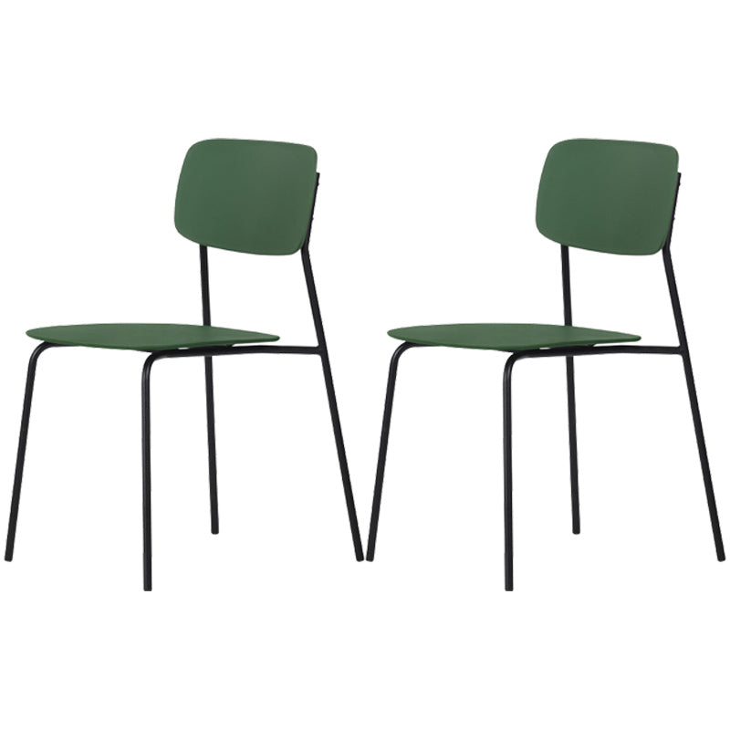 Industrial Dining Armless Chairs Plastic Open Back Side Chair with Metal Legs Green 2 Piece Set Clearhalo ' kitchen&dining_furn' 'Dining Chairs' 'Dining Tables & Seating' 'dining_chair' 'furn' 'furn_dining_chair' 'Furniture' 'furniture_dining_chair' 'Kitchen & Dining Furniture' 'kitchen' 3597104