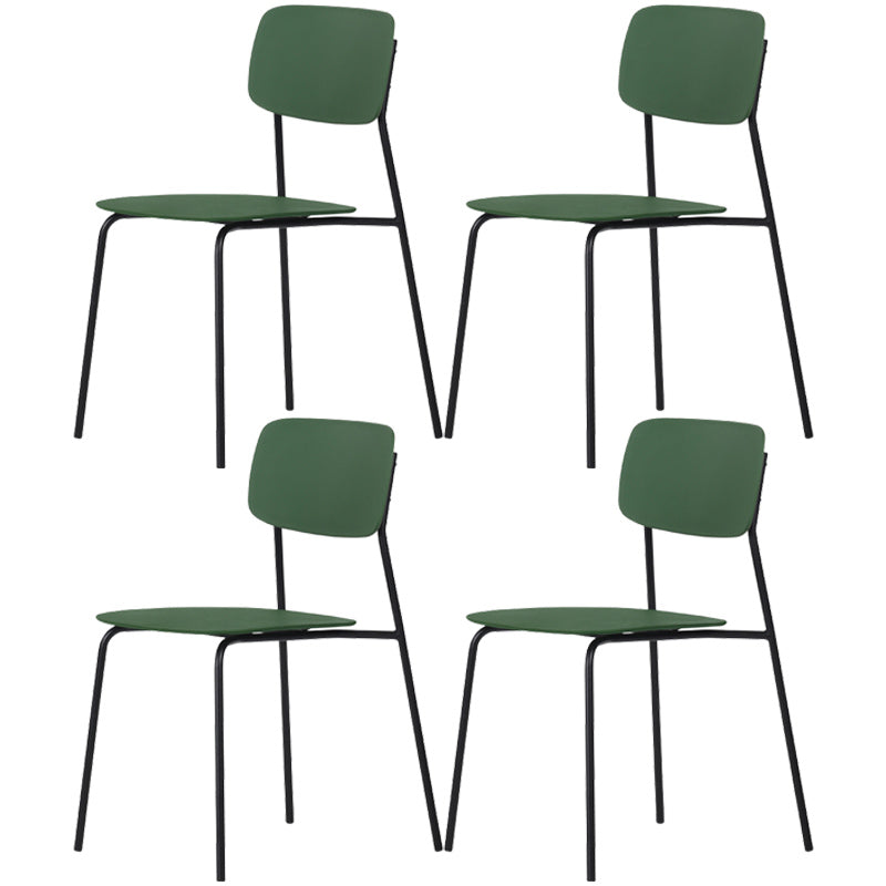 Industrial Dining Armless Chairs Plastic Open Back Side Chair with Metal Legs Green 4 Piece Set Clearhalo ' kitchen&dining_furn' 'Dining Chairs' 'Dining Tables & Seating' 'dining_chair' 'furn' 'furn_dining_chair' 'Furniture' 'furniture_dining_chair' 'Kitchen & Dining Furniture' 'kitchen' 3597106