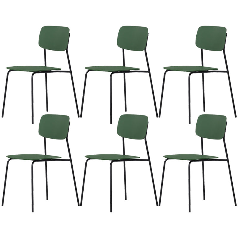 Industrial Dining Armless Chairs Plastic Open Back Side Chair with Metal Legs Green 6 Piece Set Clearhalo ' kitchen&dining_furn' 'Dining Chairs' 'Dining Tables & Seating' 'dining_chair' 'furn' 'furn_dining_chair' 'Furniture' 'furniture_dining_chair' 'Kitchen & Dining Furniture' 'kitchen' 3597107