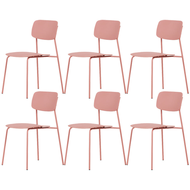 Industrial Dining Armless Chairs Plastic Open Back Side Chair with Metal Legs Pink 6 Piece Set Clearhalo ' kitchen&dining_furn' 'Dining Chairs' 'Dining Tables & Seating' 'dining_chair' 'furn' 'furn_dining_chair' 'Furniture' 'furniture_dining_chair' 'Kitchen & Dining Furniture' 'kitchen' 3597113