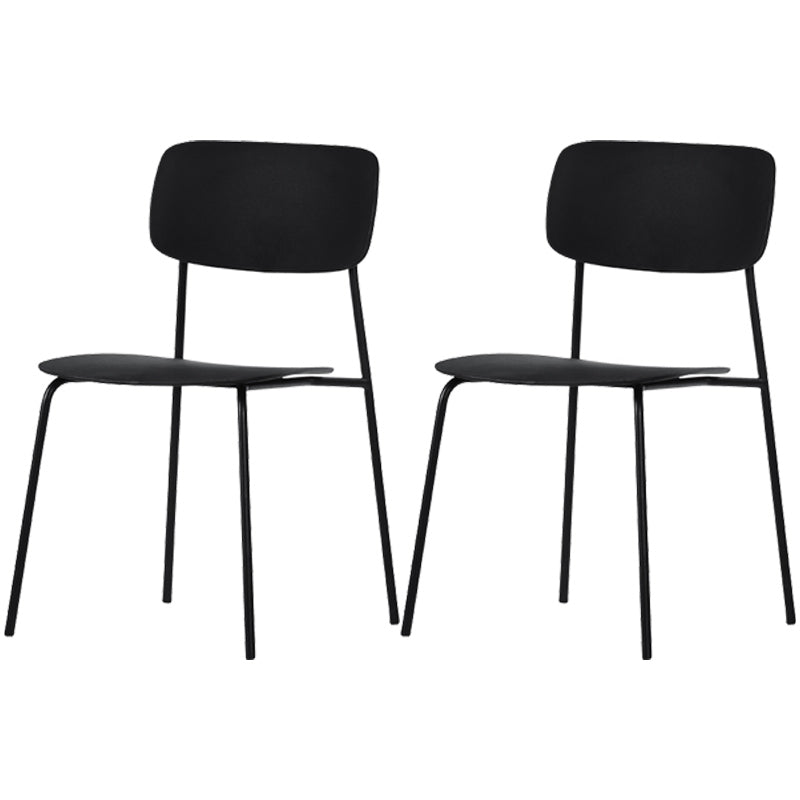 Industrial Dining Armless Chairs Plastic Open Back Side Chair with Metal Legs Black 2 Piece Set Clearhalo ' kitchen&dining_furn' 'Dining Chairs' 'Dining Tables & Seating' 'dining_chair' 'furn' 'furn_dining_chair' 'Furniture' 'furniture_dining_chair' 'Kitchen & Dining Furniture' 'kitchen' 3597115