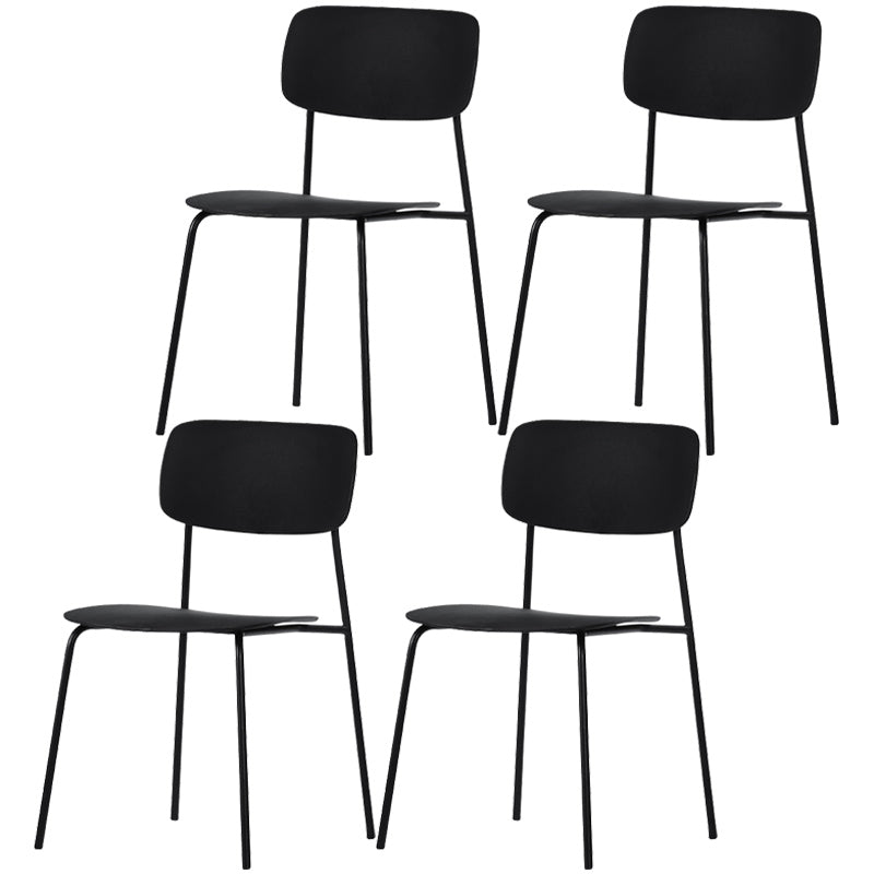 Industrial Dining Armless Chairs Plastic Open Back Side Chair with Metal Legs Black 4 Piece Set Clearhalo ' kitchen&dining_furn' 'Dining Chairs' 'Dining Tables & Seating' 'dining_chair' 'furn' 'furn_dining_chair' 'Furniture' 'furniture_dining_chair' 'Kitchen & Dining Furniture' 'kitchen' 3597117