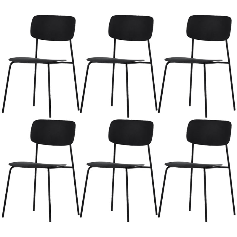 Industrial Dining Armless Chairs Plastic Open Back Side Chair with Metal Legs Black 6 Piece Set Clearhalo ' kitchen&dining_furn' 'Dining Chairs' 'Dining Tables & Seating' 'dining_chair' 'furn' 'furn_dining_chair' 'Furniture' 'furniture_dining_chair' 'Kitchen & Dining Furniture' 'kitchen' 3597120