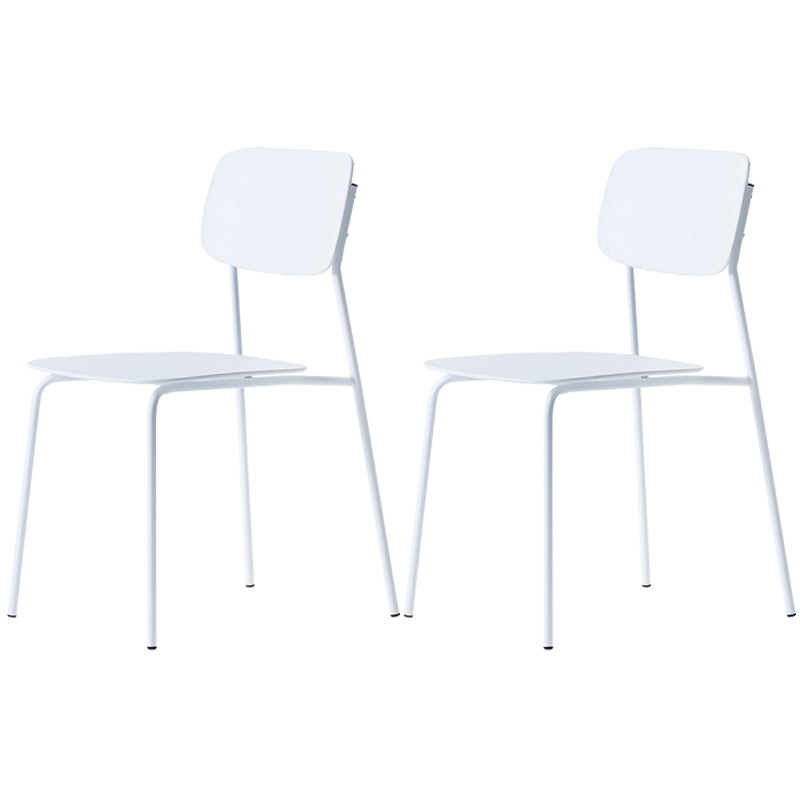 Industrial Dining Armless Chairs Plastic Open Back Side Chair with Metal Legs White 2 Piece Set Clearhalo ' kitchen&dining_furn' 'Dining Chairs' 'Dining Tables & Seating' 'dining_chair' 'furn' 'furn_dining_chair' 'Furniture' 'furniture_dining_chair' 'Kitchen & Dining Furniture' 'kitchen' 3597122