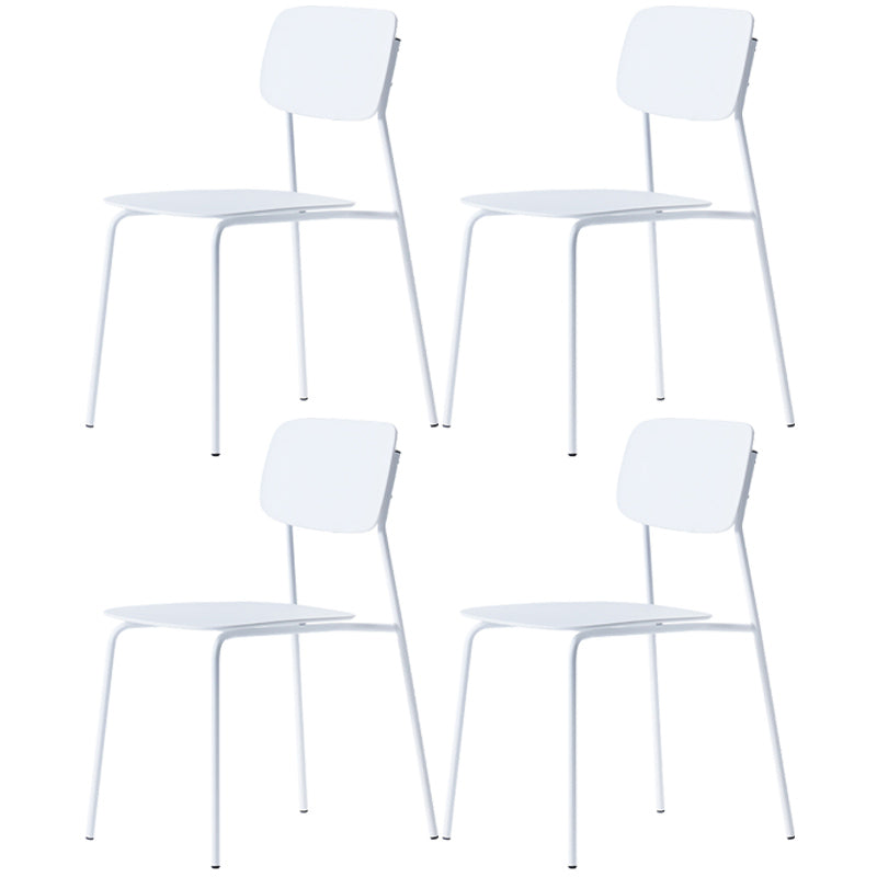 Industrial Dining Armless Chairs Plastic Open Back Side Chair with Metal Legs White 4 Piece Set Clearhalo ' kitchen&dining_furn' 'Dining Chairs' 'Dining Tables & Seating' 'dining_chair' 'furn' 'furn_dining_chair' 'Furniture' 'furniture_dining_chair' 'Kitchen & Dining Furniture' 'kitchen' 3597124