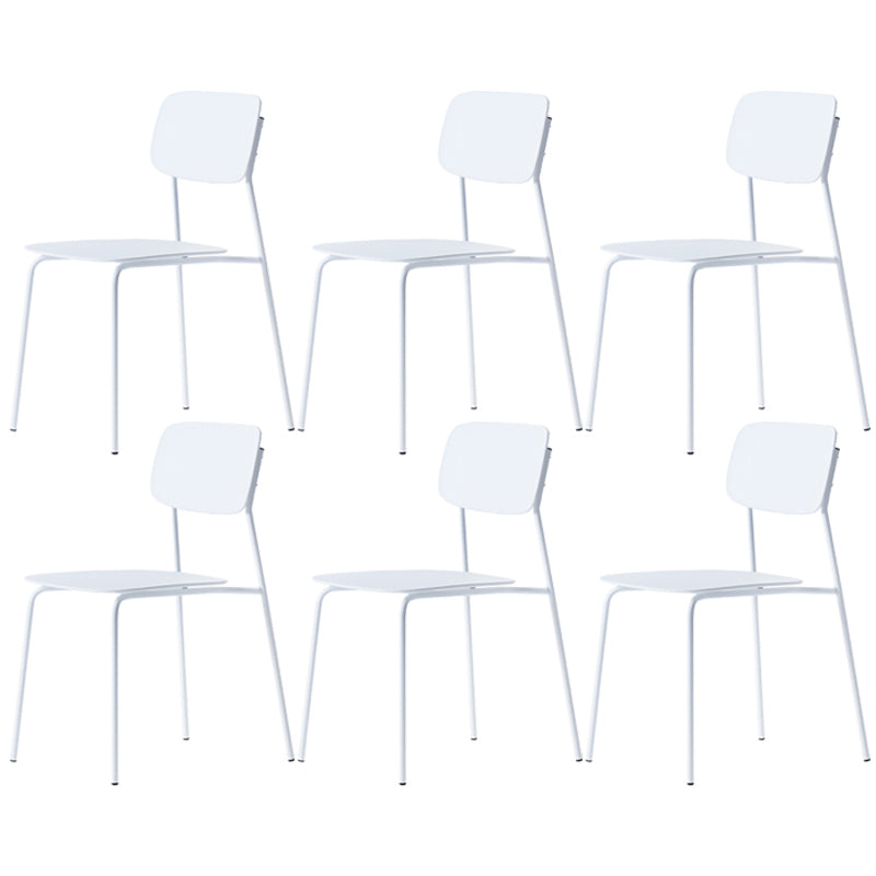 Industrial Dining Armless Chairs Plastic Open Back Side Chair with Metal Legs White 6 Piece Set Clearhalo ' kitchen&dining_furn' 'Dining Chairs' 'Dining Tables & Seating' 'dining_chair' 'furn' 'furn_dining_chair' 'Furniture' 'furniture_dining_chair' 'Kitchen & Dining Furniture' 'kitchen' 3597126