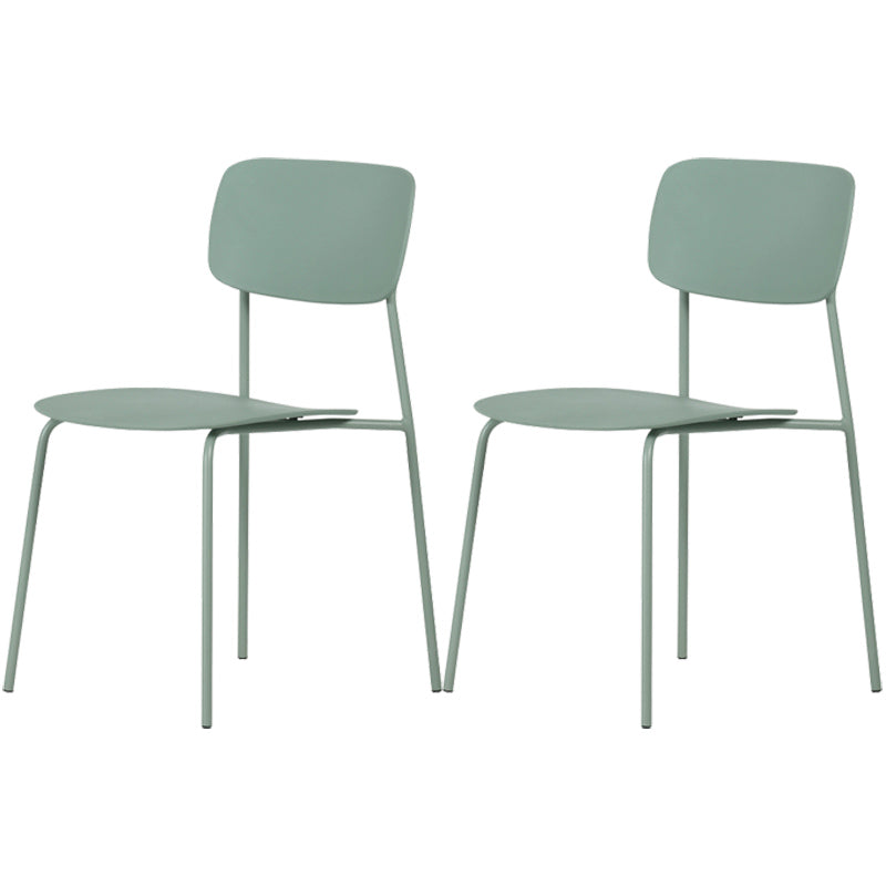 Industrial Dining Armless Chairs Plastic Open Back Side Chair with Metal Legs Light Green 2 Piece Set Clearhalo ' kitchen&dining_furn' 'Dining Chairs' 'Dining Tables & Seating' 'dining_chair' 'furn' 'furn_dining_chair' 'Furniture' 'furniture_dining_chair' 'Kitchen & Dining Furniture' 'kitchen' 3597128