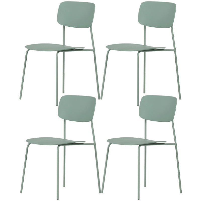 Industrial Dining Armless Chairs Plastic Open Back Side Chair with Metal Legs Light Green 4 Piece Set Clearhalo ' kitchen&dining_furn' 'Dining Chairs' 'Dining Tables & Seating' 'dining_chair' 'furn' 'furn_dining_chair' 'Furniture' 'furniture_dining_chair' 'Kitchen & Dining Furniture' 'kitchen' 3597130