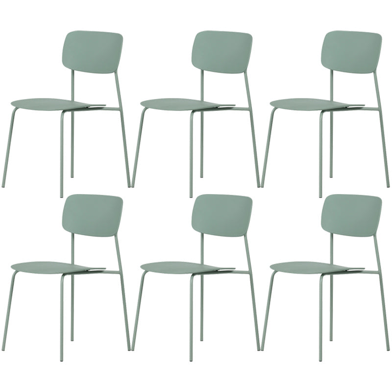 Industrial Dining Armless Chairs Plastic Open Back Side Chair with Metal Legs Light Green 6 Piece Set Clearhalo ' kitchen&dining_furn' 'Dining Chairs' 'Dining Tables & Seating' 'dining_chair' 'furn' 'furn_dining_chair' 'Furniture' 'furniture_dining_chair' 'Kitchen & Dining Furniture' 'kitchen' 3597131