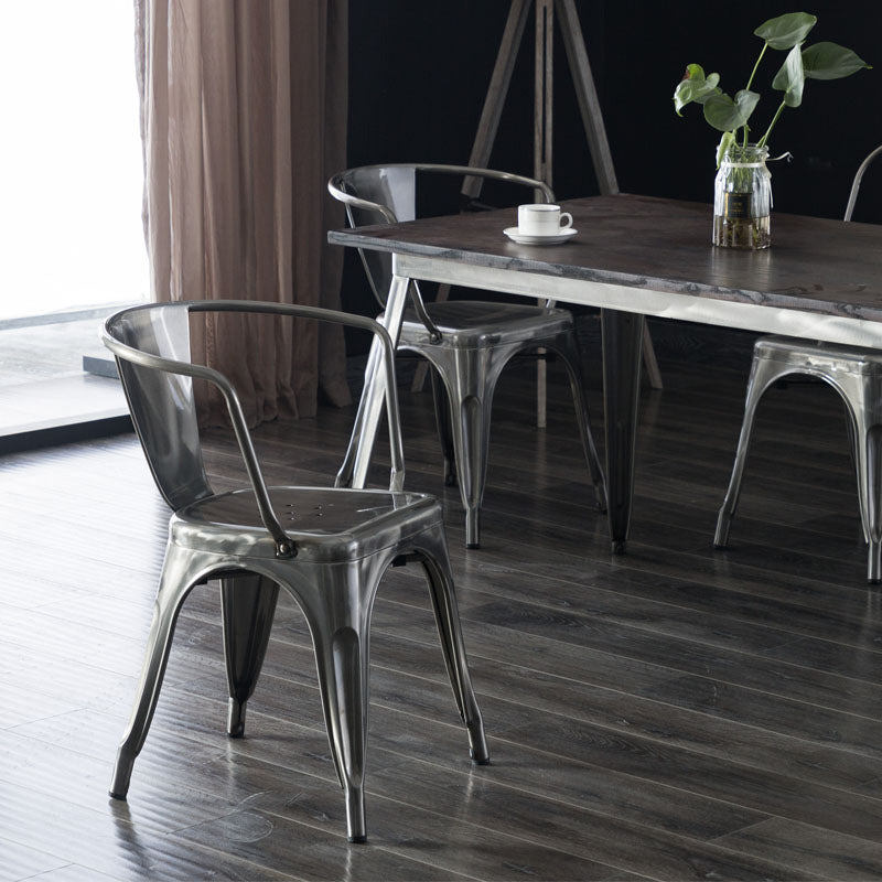 Industrial Dining Arm Chair Slat Back Side Chair with 4 Metal Legs for Home Use Clearhalo ' kitchen&dining_furn' 'Dining Chairs' 'Dining Tables & Seating' 'dining_chair' 'furn' 'furn_dining_chair' 'Furniture' 'furniture_dining_chair' 'Kitchen & Dining Furniture' 'kitchen' 3597136