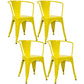 Industrial Dining Arm Chair Slat Back Side Chair with 4 Metal Legs for Home Use Yellow Metal 4 Piece Set Clearhalo ' kitchen&dining_furn' 'Dining Chairs' 'Dining Tables & Seating' 'dining_chair' 'furn' 'furn_dining_chair' 'Furniture' 'furniture_dining_chair' 'Kitchen & Dining Furniture' 'kitchen' 3597137