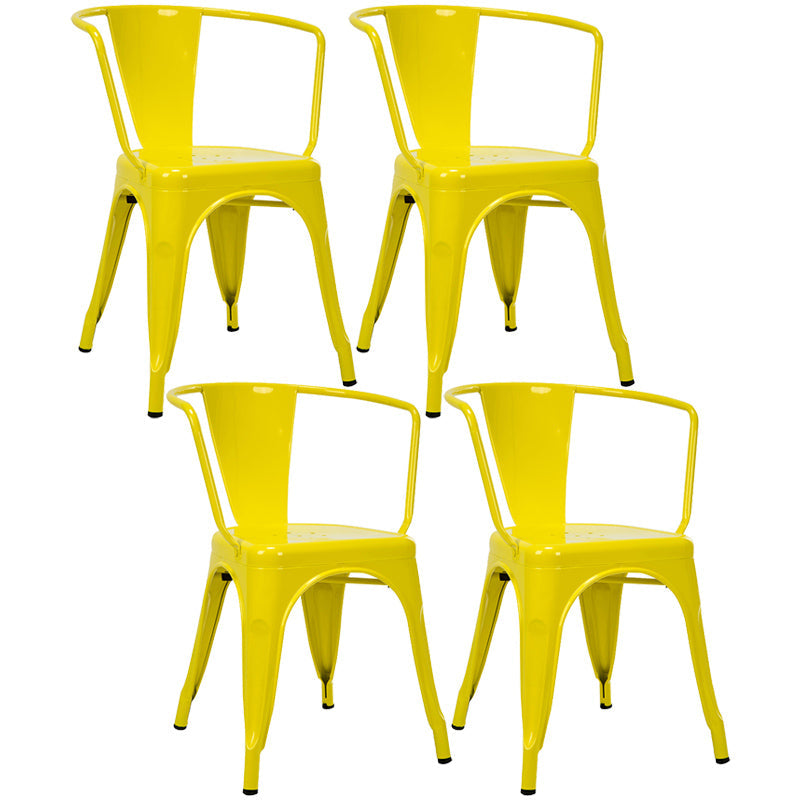 Industrial Dining Arm Chair Slat Back Side Chair with 4 Metal Legs for Home Use Yellow Metal 4 Piece Set Clearhalo ' kitchen&dining_furn' 'Dining Chairs' 'Dining Tables & Seating' 'dining_chair' 'furn' 'furn_dining_chair' 'Furniture' 'furniture_dining_chair' 'Kitchen & Dining Furniture' 'kitchen' 3597137