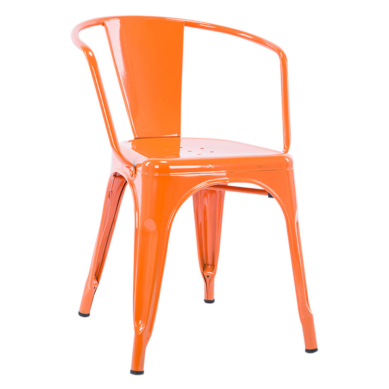 Industrial Dining Arm Chair Slat Back Side Chair with 4 Metal Legs for Home Use Orange Metal 1 Piece Clearhalo ' kitchen&dining_furn' 'Dining Chairs' 'Dining Tables & Seating' 'dining_chair' 'furn' 'furn_dining_chair' 'Furniture' 'furniture_dining_chair' 'Kitchen & Dining Furniture' 'kitchen' 3597139