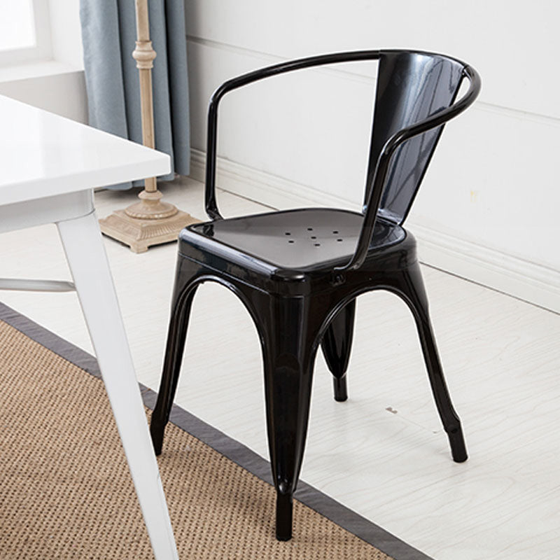 Industrial Dining Arm Chair Slat Back Side Chair with 4 Metal Legs for Home Use Clearhalo ' kitchen&dining_furn' 'Dining Chairs' 'Dining Tables & Seating' 'dining_chair' 'furn' 'furn_dining_chair' 'Furniture' 'furniture_dining_chair' 'Kitchen & Dining Furniture' 'kitchen' 3597140