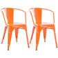Industrial Dining Arm Chair Slat Back Side Chair with 4 Metal Legs for Home Use Orange Metal 2 Piece Set Clearhalo ' kitchen&dining_furn' 'Dining Chairs' 'Dining Tables & Seating' 'dining_chair' 'furn' 'furn_dining_chair' 'Furniture' 'furniture_dining_chair' 'Kitchen & Dining Furniture' 'kitchen' 3597141