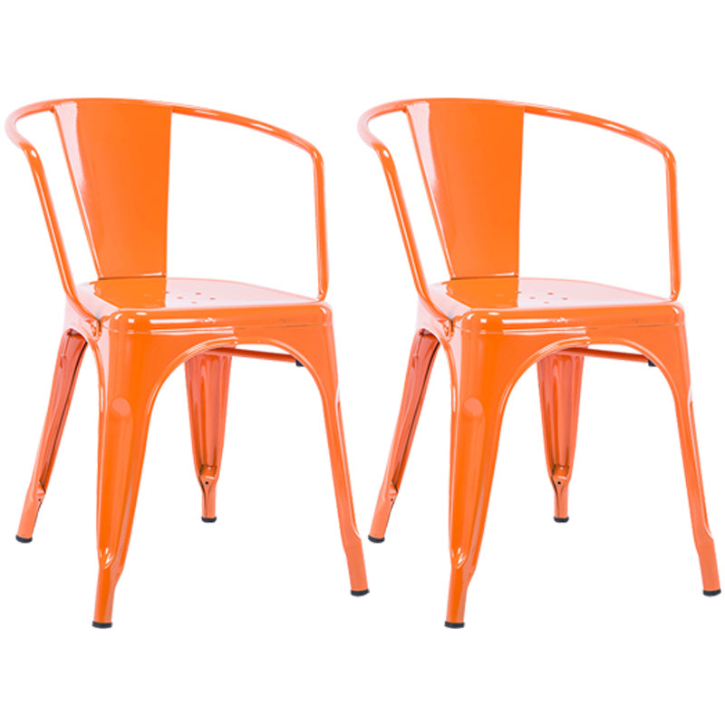 Industrial Dining Arm Chair Slat Back Side Chair with 4 Metal Legs for Home Use Orange Metal 2 Piece Set Clearhalo ' kitchen&dining_furn' 'Dining Chairs' 'Dining Tables & Seating' 'dining_chair' 'furn' 'furn_dining_chair' 'Furniture' 'furniture_dining_chair' 'Kitchen & Dining Furniture' 'kitchen' 3597141