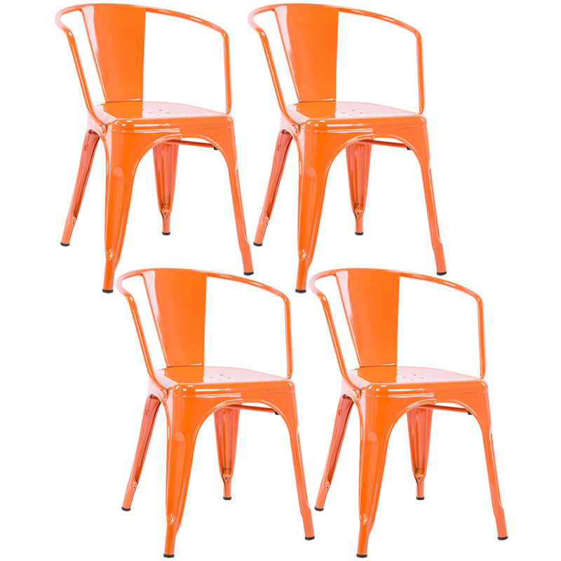 Industrial Dining Arm Chair Slat Back Side Chair with 4 Metal Legs for Home Use Orange Metal 4 Piece Set Clearhalo ' kitchen&dining_furn' 'Dining Chairs' 'Dining Tables & Seating' 'dining_chair' 'furn' 'furn_dining_chair' 'Furniture' 'furniture_dining_chair' 'Kitchen & Dining Furniture' 'kitchen' 3597144