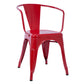 Industrial Dining Arm Chair Slat Back Side Chair with 4 Metal Legs for Home Use Red Metal 1 Piece Clearhalo ' kitchen&dining_furn' 'Dining Chairs' 'Dining Tables & Seating' 'dining_chair' 'furn' 'furn_dining_chair' 'Furniture' 'furniture_dining_chair' 'Kitchen & Dining Furniture' 'kitchen' 3597145