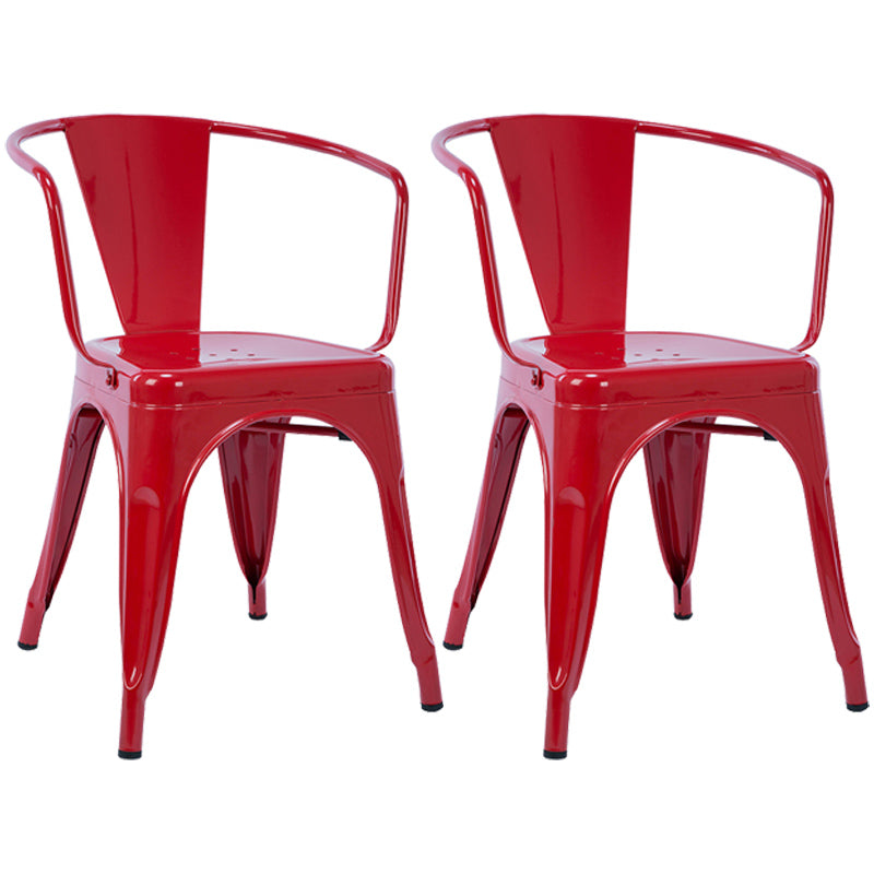 Industrial Dining Arm Chair Slat Back Side Chair with 4 Metal Legs for Home Use Red Metal 2 Piece Set Clearhalo ' kitchen&dining_furn' 'Dining Chairs' 'Dining Tables & Seating' 'dining_chair' 'furn' 'furn_dining_chair' 'Furniture' 'furniture_dining_chair' 'Kitchen & Dining Furniture' 'kitchen' 3597146
