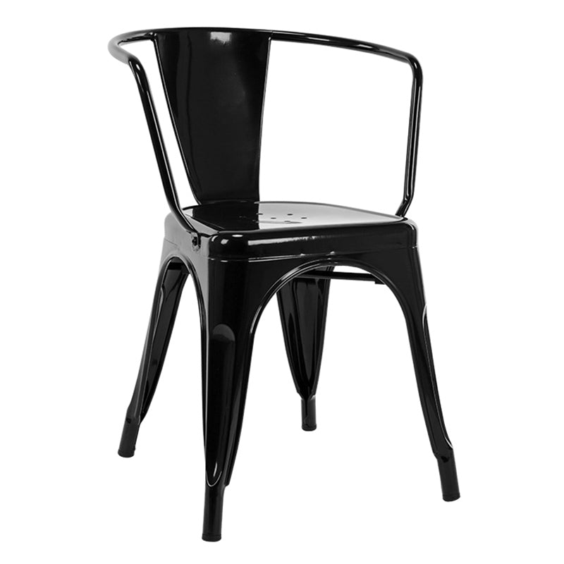 Industrial Dining Arm Chair Slat Back Side Chair with 4 Metal Legs for Home Use Black Metal 1 Piece Clearhalo ' kitchen&dining_furn' 'Dining Chairs' 'Dining Tables & Seating' 'dining_chair' 'furn' 'furn_dining_chair' 'Furniture' 'furniture_dining_chair' 'Kitchen & Dining Furniture' 'kitchen' 3597148