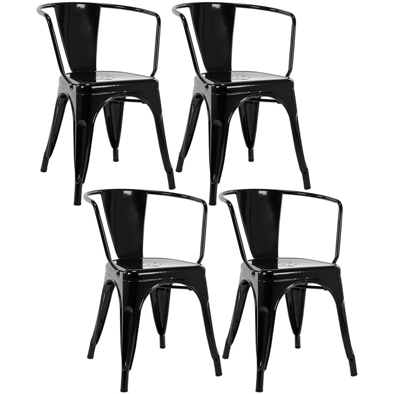 Industrial Dining Arm Chair Slat Back Side Chair with 4 Metal Legs for Home Use Black Metal 4 Piece Set Clearhalo ' kitchen&dining_furn' 'Dining Chairs' 'Dining Tables & Seating' 'dining_chair' 'furn' 'furn_dining_chair' 'Furniture' 'furniture_dining_chair' 'Kitchen & Dining Furniture' 'kitchen' 3597150