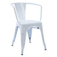 Industrial Dining Arm Chair Slat Back Side Chair with 4 Metal Legs for Home Use White Metal 1 Piece Clearhalo ' kitchen&dining_furn' 'Dining Chairs' 'Dining Tables & Seating' 'dining_chair' 'furn' 'furn_dining_chair' 'Furniture' 'furniture_dining_chair' 'Kitchen & Dining Furniture' 'kitchen' 3597151