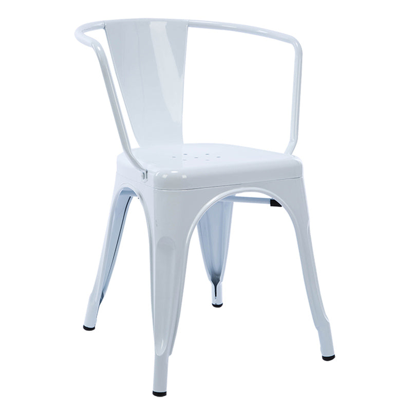 Industrial Dining Arm Chair Slat Back Side Chair with 4 Metal Legs for Home Use White Metal 1 Piece Clearhalo ' kitchen&dining_furn' 'Dining Chairs' 'Dining Tables & Seating' 'dining_chair' 'furn' 'furn_dining_chair' 'Furniture' 'furniture_dining_chair' 'Kitchen & Dining Furniture' 'kitchen' 3597151