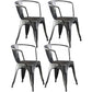 Industrial Dining Arm Chair Slat Back Side Chair with 4 Metal Legs for Home Use Silver Metal 4 Piece Set Clearhalo ' kitchen&dining_furn' 'Dining Chairs' 'Dining Tables & Seating' 'dining_chair' 'furn' 'furn_dining_chair' 'Furniture' 'furniture_dining_chair' 'Kitchen & Dining Furniture' 'kitchen' 3597156