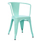 Industrial Dining Arm Chair Slat Back Side Chair with 4 Metal Legs for Home Use Green Metal 1 Piece Clearhalo ' kitchen&dining_furn' 'Dining Chairs' 'Dining Tables & Seating' 'dining_chair' 'furn' 'furn_dining_chair' 'Furniture' 'furniture_dining_chair' 'Kitchen & Dining Furniture' 'kitchen' 3597157