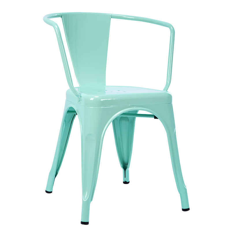 Industrial Dining Arm Chair Slat Back Side Chair with 4 Metal Legs for Home Use Green Metal 1 Piece Clearhalo ' kitchen&dining_furn' 'Dining Chairs' 'Dining Tables & Seating' 'dining_chair' 'furn' 'furn_dining_chair' 'Furniture' 'furniture_dining_chair' 'Kitchen & Dining Furniture' 'kitchen' 3597157