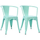 Industrial Dining Arm Chair Slat Back Side Chair with 4 Metal Legs for Home Use Green Metal 2 Piece Set Clearhalo ' kitchen&dining_furn' 'Dining Chairs' 'Dining Tables & Seating' 'dining_chair' 'furn' 'furn_dining_chair' 'Furniture' 'furniture_dining_chair' 'Kitchen & Dining Furniture' 'kitchen' 3597158
