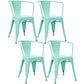 Industrial Dining Arm Chair Slat Back Side Chair with 4 Metal Legs for Home Use Green Metal 4 Piece Set Clearhalo ' kitchen&dining_furn' 'Dining Chairs' 'Dining Tables & Seating' 'dining_chair' 'furn' 'furn_dining_chair' 'Furniture' 'furniture_dining_chair' 'Kitchen & Dining Furniture' 'kitchen' 3597159