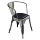 Industrial Dining Arm Chair Slat Back Side Chair with 4 Metal Legs for Home Use Silver Leather 1 Piece Clearhalo ' kitchen&dining_furn' 'Dining Chairs' 'Dining Tables & Seating' 'dining_chair' 'furn' 'furn_dining_chair' 'Furniture' 'furniture_dining_chair' 'Kitchen & Dining Furniture' 'kitchen' 3597160
