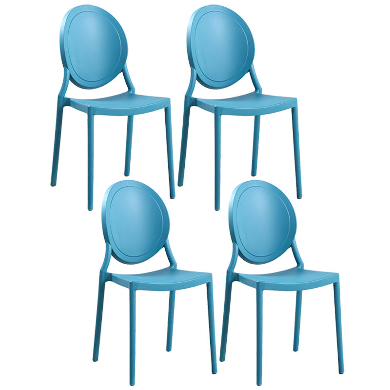Contemporary Armless Plastic Dining Chairs Open Back Dining Side Chair for Home Use Blue 4 Piece Set Clearhalo ' kitchen&dining_furn' 'Dining Chairs' 'Dining Tables & Seating' 'dining_chair' 'furn' 'furn_dining_chair' 'Furniture' 'furniture_dining_chair' 'Kitchen & Dining Furniture' 'kitchen' 3597165
