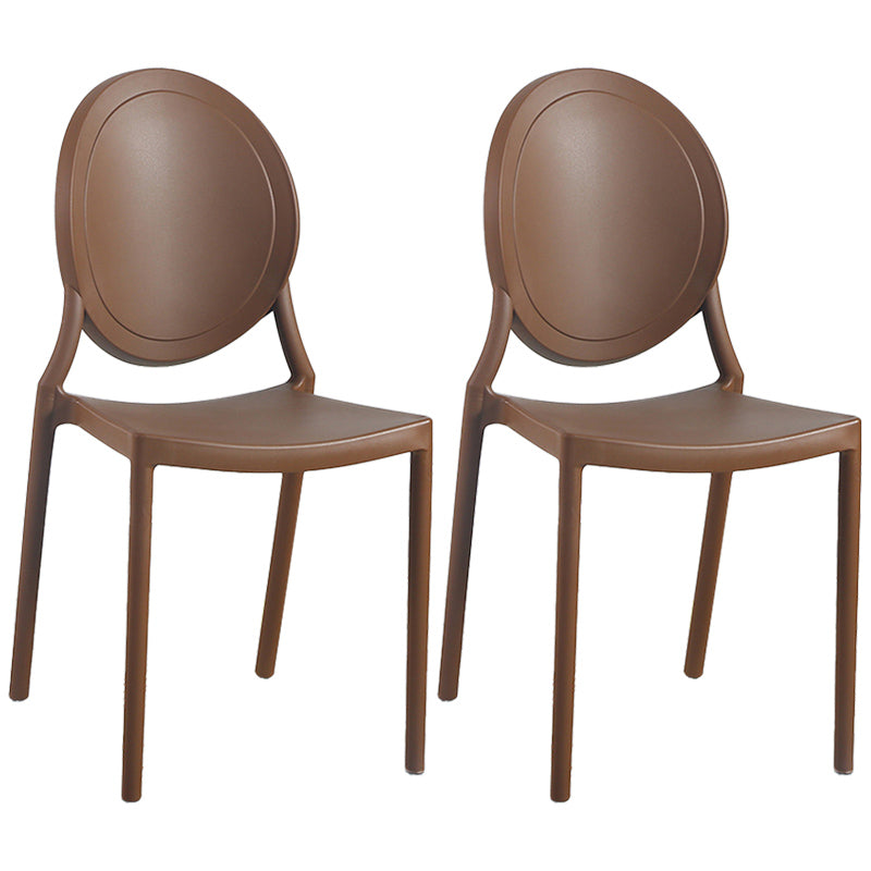 Contemporary Armless Plastic Dining Chairs Open Back Dining Side Chair for Home Use Coffee 2 Piece Set Clearhalo ' kitchen&dining_furn' 'Dining Chairs' 'Dining Tables & Seating' 'dining_chair' 'furn' 'furn_dining_chair' 'Furniture' 'furniture_dining_chair' 'Kitchen & Dining Furniture' 'kitchen' 3597181