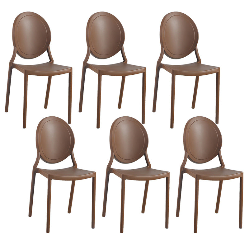 Contemporary Armless Plastic Dining Chairs Open Back Dining Side Chair for Home Use Coffee 6 Piece Set Clearhalo ' kitchen&dining_furn' 'Dining Chairs' 'Dining Tables & Seating' 'dining_chair' 'furn' 'furn_dining_chair' 'Furniture' 'furniture_dining_chair' 'Kitchen & Dining Furniture' 'kitchen' 3597184