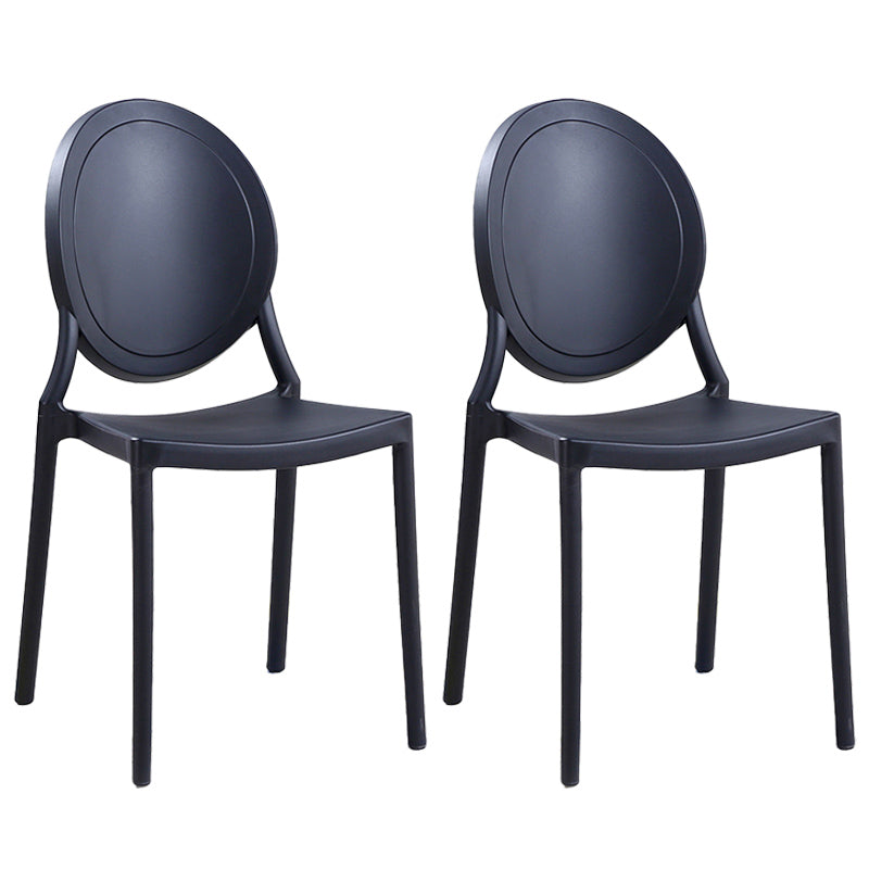 Contemporary Armless Plastic Dining Chairs Open Back Dining Side Chair for Home Use Black 2 Piece Set Clearhalo ' kitchen&dining_furn' 'Dining Chairs' 'Dining Tables & Seating' 'dining_chair' 'furn' 'furn_dining_chair' 'Furniture' 'furniture_dining_chair' 'Kitchen & Dining Furniture' 'kitchen' 3597185