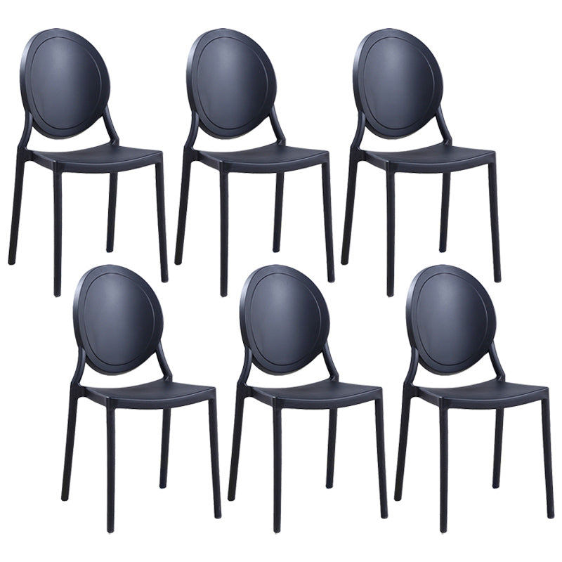 Contemporary Armless Plastic Dining Chairs Open Back Dining Side Chair for Home Use Black 6 Piece Set Clearhalo ' kitchen&dining_furn' 'Dining Chairs' 'Dining Tables & Seating' 'dining_chair' 'furn' 'furn_dining_chair' 'Furniture' 'furniture_dining_chair' 'Kitchen & Dining Furniture' 'kitchen' 3597187