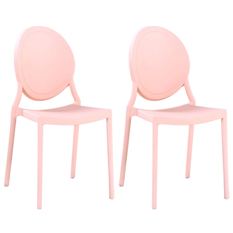 Contemporary Armless Plastic Dining Chairs Open Back Dining Side Chair for Home Use Pink 2 Piece Set Clearhalo ' kitchen&dining_furn' 'Dining Chairs' 'Dining Tables & Seating' 'dining_chair' 'furn' 'furn_dining_chair' 'Furniture' 'furniture_dining_chair' 'Kitchen & Dining Furniture' 'kitchen' 3597191